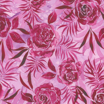 Coming Up Roses 39783-18 Magenta by Laura Muir for Moda Fabrics, Image