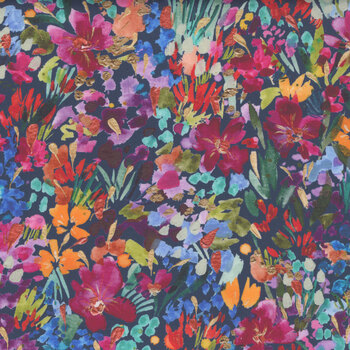 Coming Up Roses 39785-13 Sapphire by Laura Muir for Moda Fabrics, Image