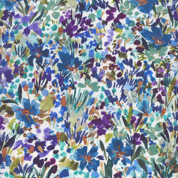 Coming Up Roses 39785-16 Cloud Sapphire by Laura Muir for Moda Fabrics, Image