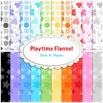 Playtime Flannel  20 FQ Set - Stars, Hearts, and Shapes by Maywood Studio, Image
