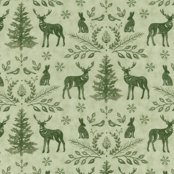 Woodland Winter 56092-16 Eucalyptus by Deb Strain for Moda Fabrics, Image