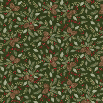 Woodland Winter 56094-14 Pine Green by Deb Strain for Moda Fabrics, Image