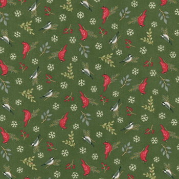 Woodland Winter 56096-14 Pine Green by Deb Strain for Moda Fabrics, Image