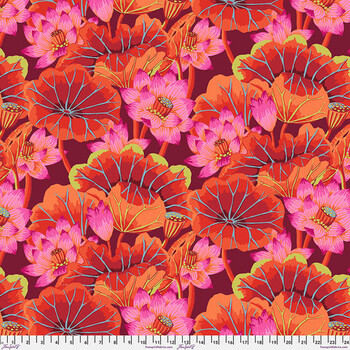 Kaffe Fassett Collective Classics Plus GP93.REDD Lake Blossoms - Red by FreeSpirit Fabrics, Image