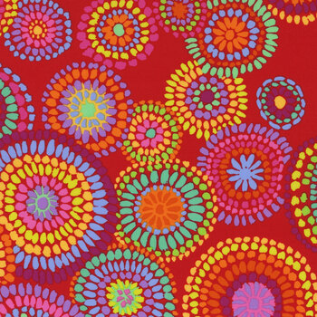 Kaffe Fassett Collective Classics Plus PWGP176.RED Mosaic Circles - Red by FreeSpirit Fabrics, Image