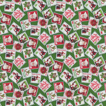 Letters to Santa DP27130-74 Green Multi by Simon Treadwell for Northcott Fabrics, Image