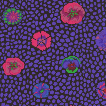 Kaffe Fassett Collective Classics Plus PWGP059.BLACK Guinea Flower - Black by FreeSpirit Fabrics, Image