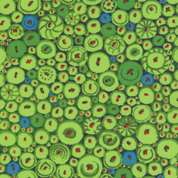 Kaffe Fassett Collective Classics Plus PWGP182.GREEN Button Mosaic - Green by FreeSpirit Fabrics, Image