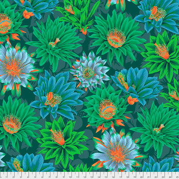 Kaffe Fassett Collective Classics Plus PWPJ096.GREEN Cactus Flower - Green by FreeSpirit Fabrics, Image