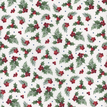 Farmstead Friends 26898-10 White Multi Holly by Simon Treadwell for Northcott Fabrics, Image