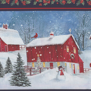 Farmstead Friends DP26896-24 Red Border Stripe by Simon Treadwell for Northcott Fabrics, Image