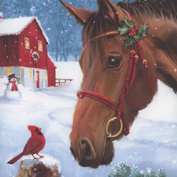 Farmstead Friends DP26895-24 Red Panel by Simon Treadwell for Northcott Fabrics, Image