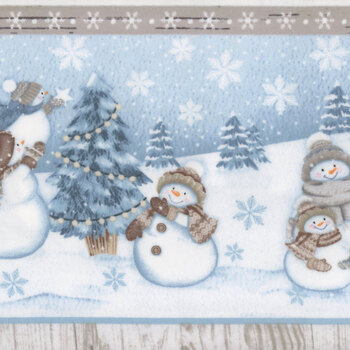 Snow Much Fun Flannel F26986-42 Snowmen Border Stripe by Deborah Edwards for Northcott Fabrics, Image