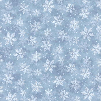 Snow Much Fun Flannel F26988-44 Blue Snowflakes by Deborah Edwards for Northcott Fabrics, Image