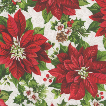 Yuletide Traditions DP26106-10 Poinsettias by Deborah Edwards for Northcott Fabrics