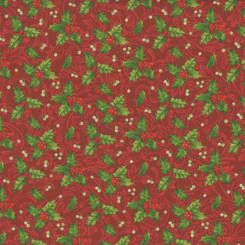 Yuletide Traditions DP26110-24 Red Holly by Deborah Edwards for Northcott Fabrics, Image