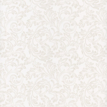 Yuletide Traditions DP26112-10 White Scrolls by Deborah Edwards for Northcott Fabrics, Image