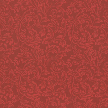 Yuletide Traditions DP26112-24 Red Scrolls by Deborah Edwards for Northcott Fabrics, Image