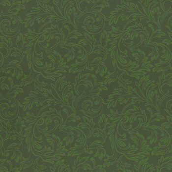 Yuletide Traditions DP26112-76 Green Scrolls by Deborah Edwards for Northcott Fabrics REM, Image