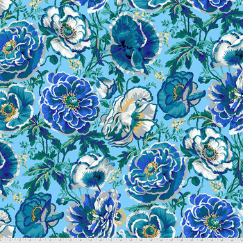 Kaffe Fassett Collective Classics Plus PWPJ109.BLUE Dorothy - Blue by FreeSpirit Fabrics, Image