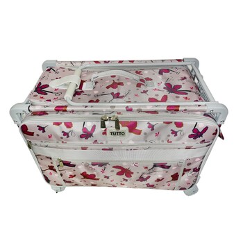 Tutto Large Sewing Machine Bag on Wheels - Rose Gray With Daisies, Image