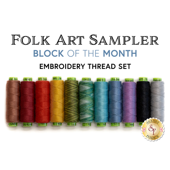  Folk Art Sampler BOM - 11pc Embroidery Thread Set, Image