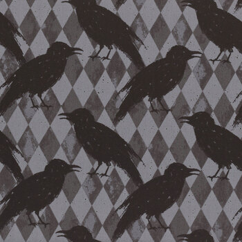 Nevermore A-1075-C Crow Harlequin Gray by Andover Fabrics REM, Image