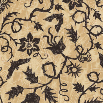 Nevermore A-1076-L Vine Spiderweb Cream by Andover Fabrics REM, Image