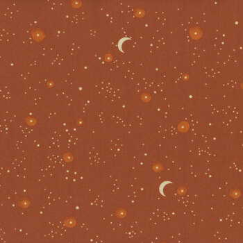 Nevermore A-1078-O Galaxy With Moon Orange by Andover Fabrics, Image