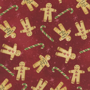 Gingerbread Christmas Y4122-83 Dark Red by Dan DiPaolo for Clothworks, Image