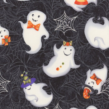 Boo Whoo (Glow) 1244G-90 Tossed Ghosts by Gail Green for Henry Glass Fabrics