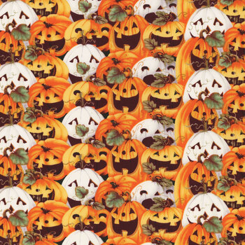 Boo Whoo (Glow) 1245G-30 Pumpkin Overlay by Gail Green for Henry Glass Fabrics, Image