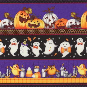 Boo Whoo (Glow) 1250G-93 Multi Border Stripe by Gail Green for Henry Glass Fabrics, Image