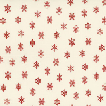 Winter in Snowtown 1223-08 Cream/Red Snowflakes by Stacy West for Henry Glass Fabrics, Image