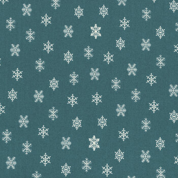 Winter in Snowtown 1223-77 Teal Snowflakes by Stacy West for Henry Glass Fabrics, Image