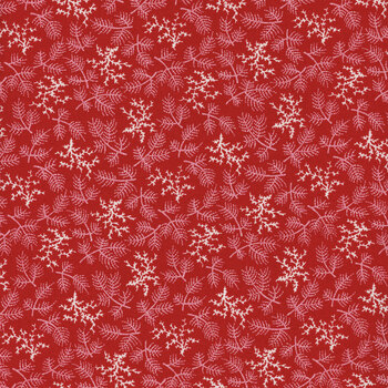 Winter in Snowtown 1224-88 Red Blowing Trees Texture by Stacy West for Henry Glass Fabrics REM, Image