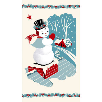 Winter in Snowtown 1228P-18 Multi Snowman Panel by Stacy West for Henry Glass Fabrics, Image