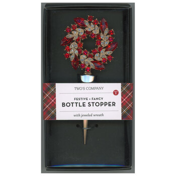 Holiday Wreath Bottle Stopper - Red, Image