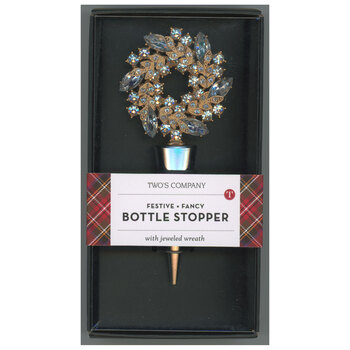 Holiday Wreath Bottle Stopper - Silver, Image