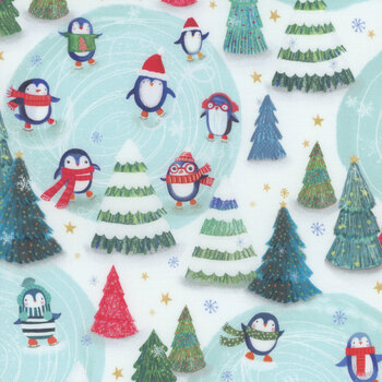 Winter Waddles WWAD5423-MU Penguins Skating by Sally Darby for P&B Textiles, Image