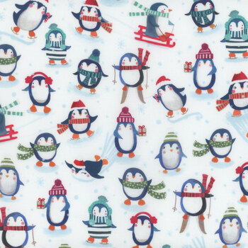 Winter Waddles WWAD5425-W Penguins by Sally Darby for P&B Textiles, Image