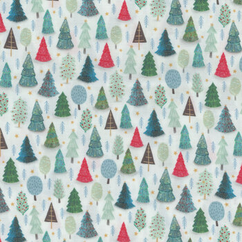 Winter Waddles WWAD5426-W Christmas Trees by Sally Darby for P&B Textiles, Image