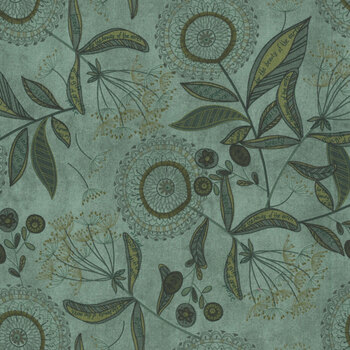 Gift of Grateful Praise 3225-76 Teal by Janet Rae Nesbitt for Henry Glass Fabrics, Image