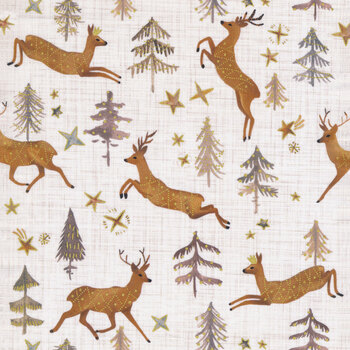 Winter Dreams 90840M-10 Stags White by Bernadett Urbanovics for FIGO Fabrics