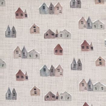 Winter Dreams 90842-14 Houses Taupe by Bernadett Urbanovics for FIGO Fabrics, Image