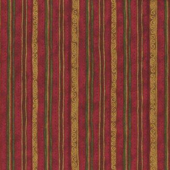 Star of Wonder - Star of Light 17066-10 Scroll Stripe Red by Nancy Halvorsen for Benartex, Image