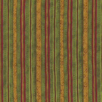 Star of Wonder - Star of Light 17066-44 Scroll Stripe Green by Nancy Halvorsen for Benartex, Image