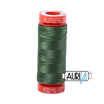 Aurifil 50wt Small Spools - 2890 Very Dark Grass Green - 220yd, Image