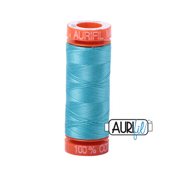 Aurifil 50wt Small Spools - 5005 Bright Turquoise - 220yd, Image