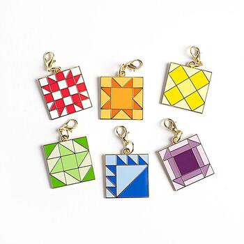 Quilt Block Enamel Zipper Pulls Set - 6ct, Image